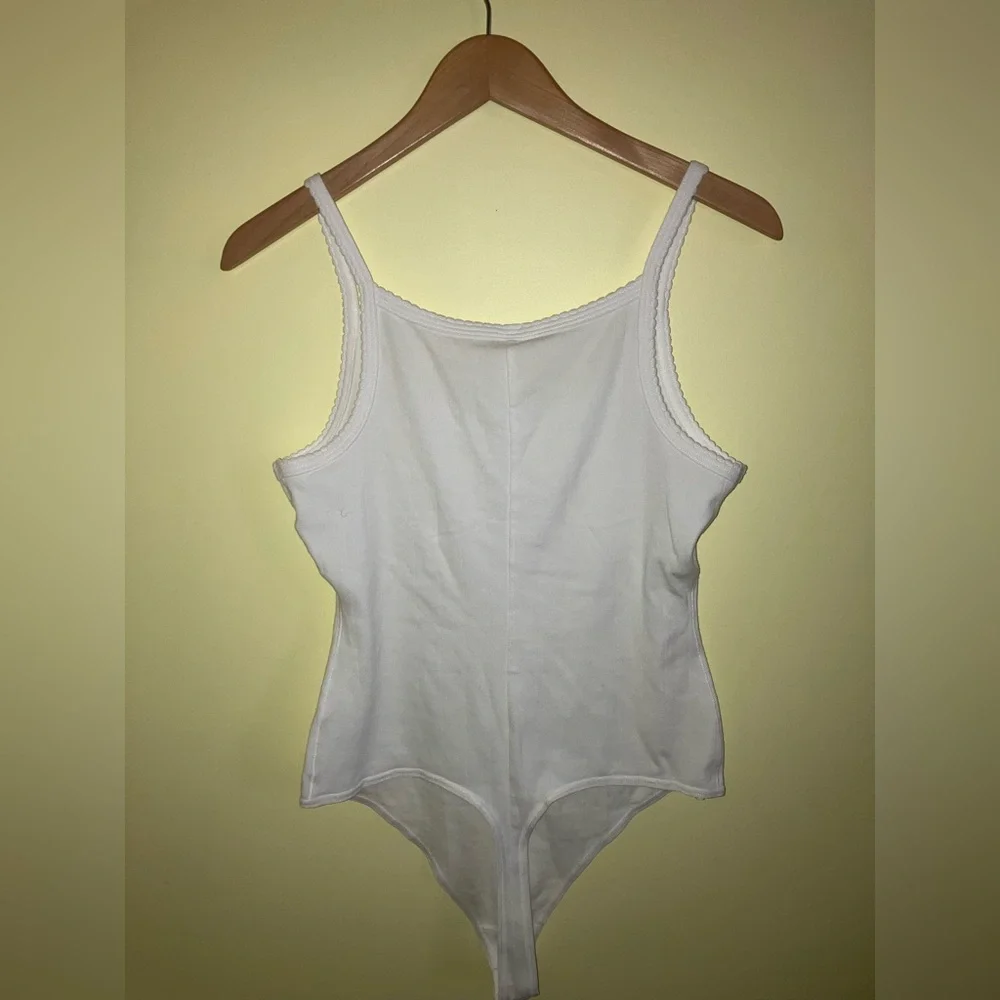 SKIMS NEW sweet sexy textured bodysuit sz L Large snow white NWT cotton cami - Picture 7 of 8